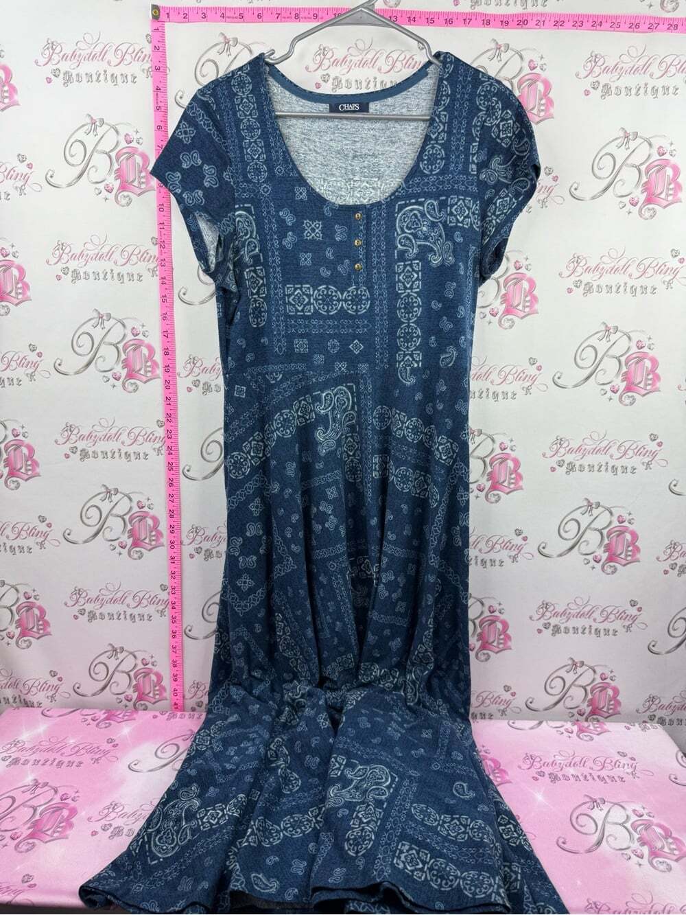 Chaps dress Navy Bandana-Print Short Sleeve Tunic Dress